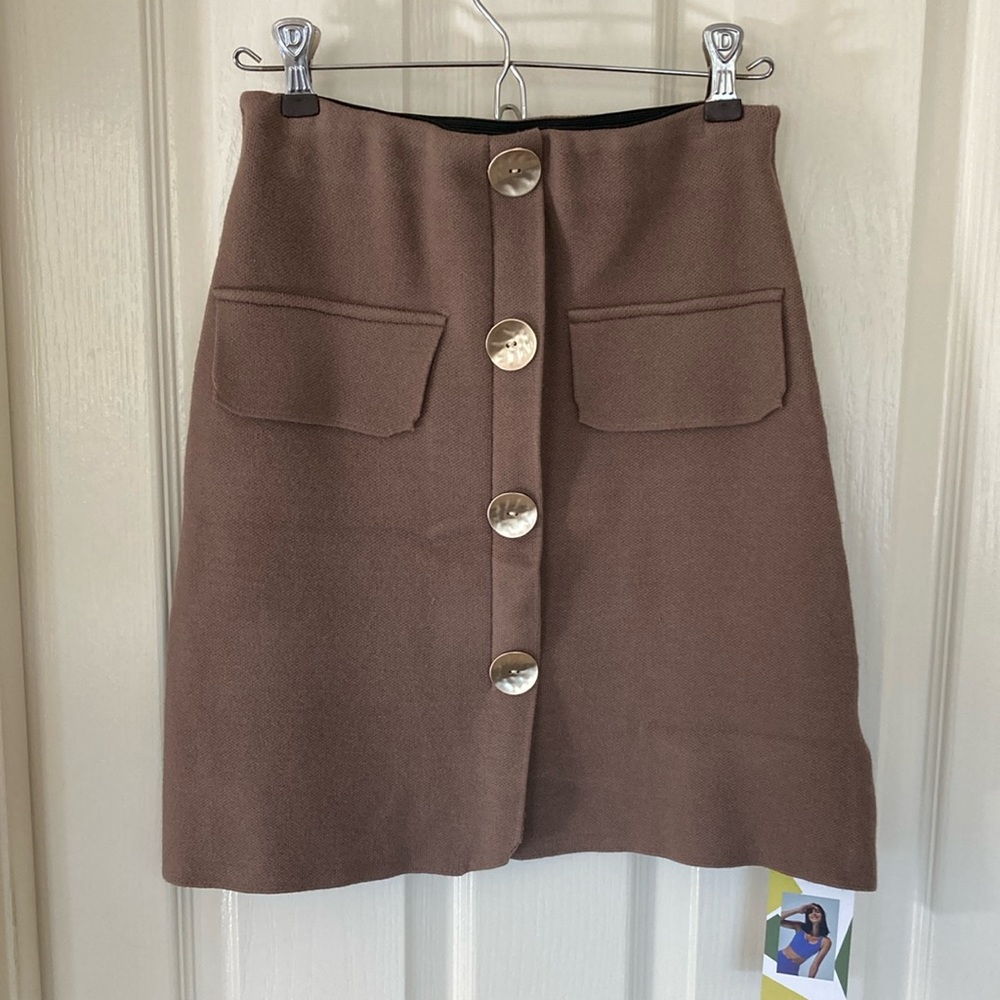 HALARA Brown Button-Front Skirt
